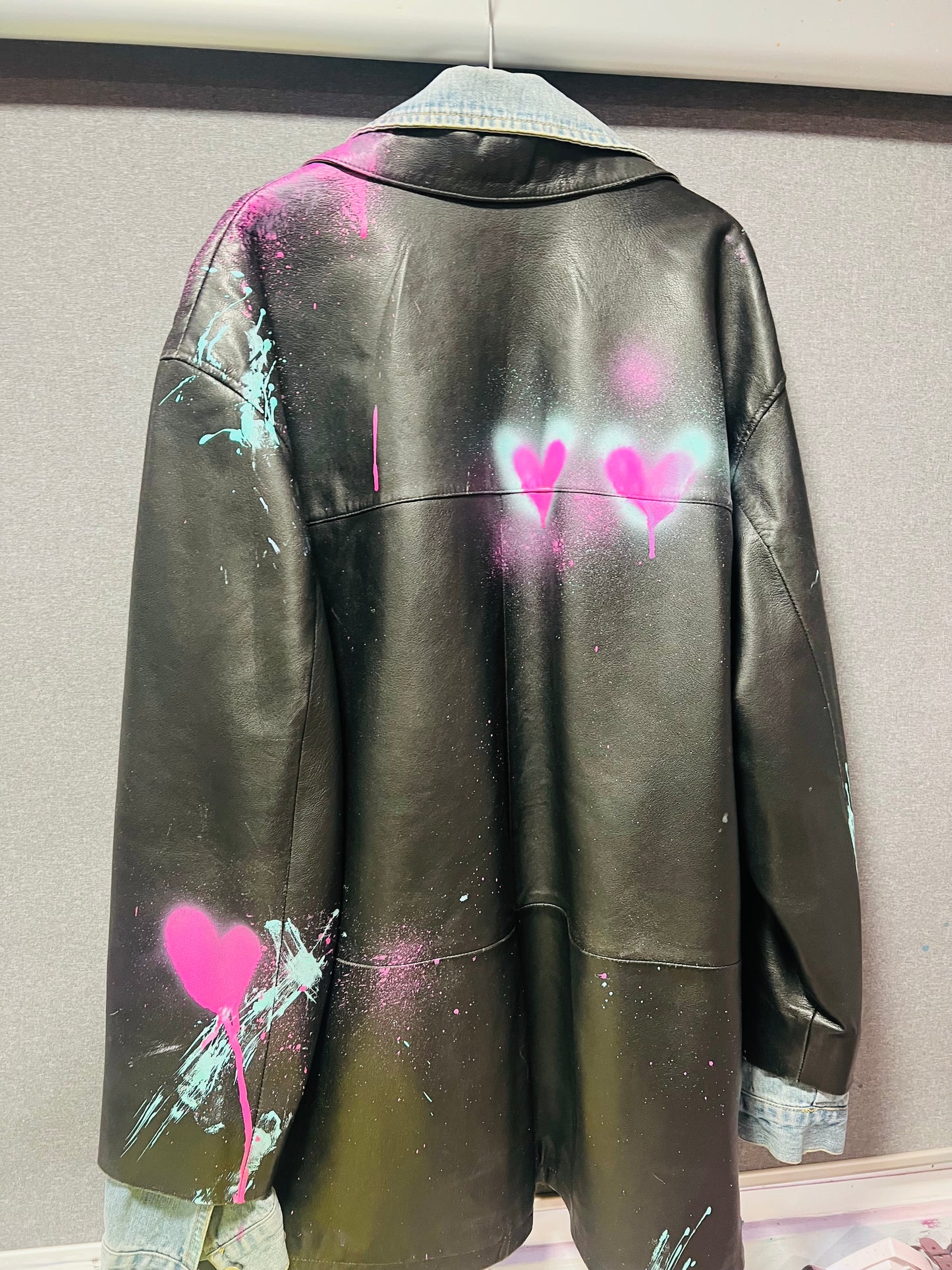 Denim Sprayed Leather Jacket