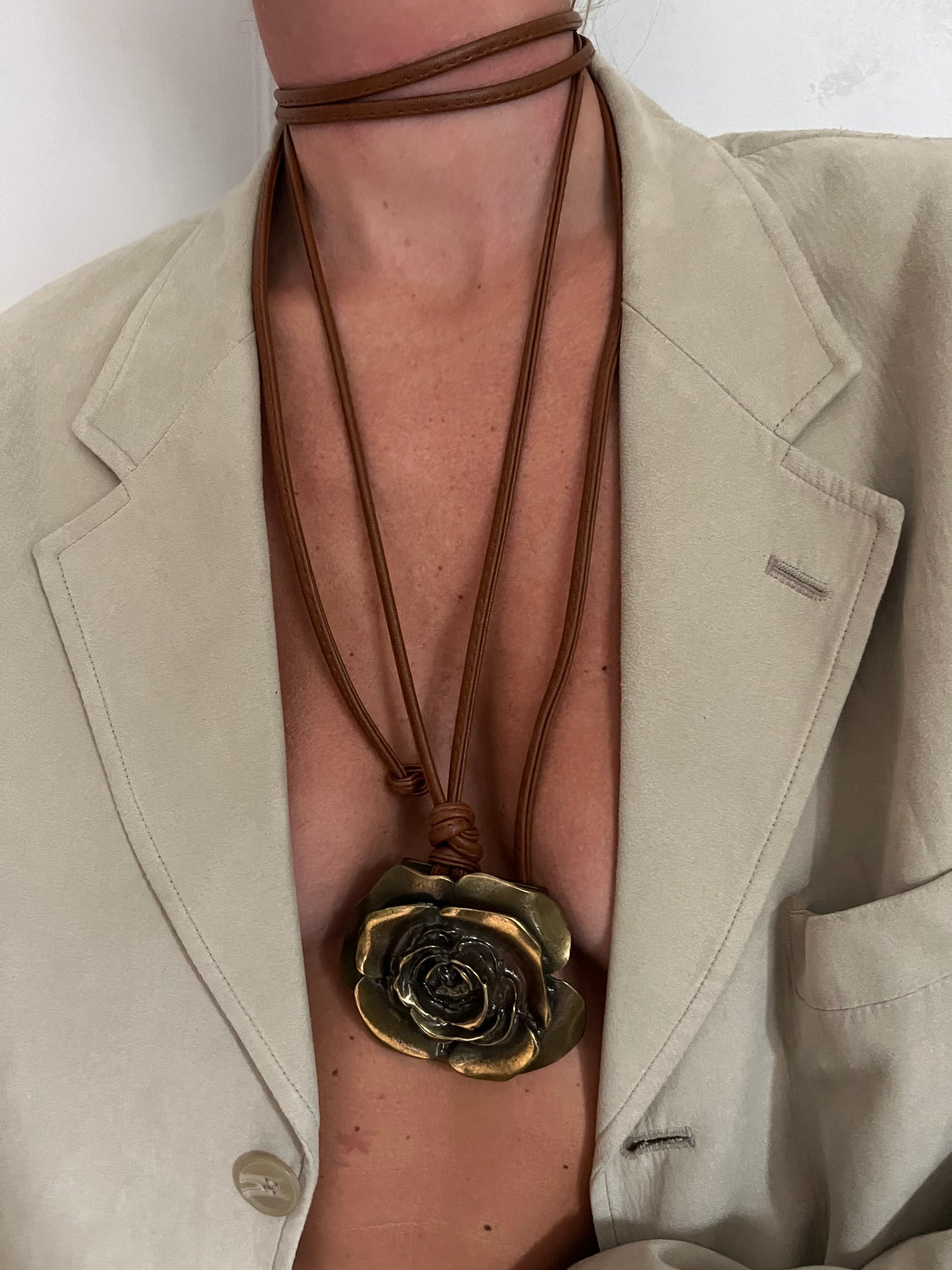 Vintage Handmade Gold Rose Necklace