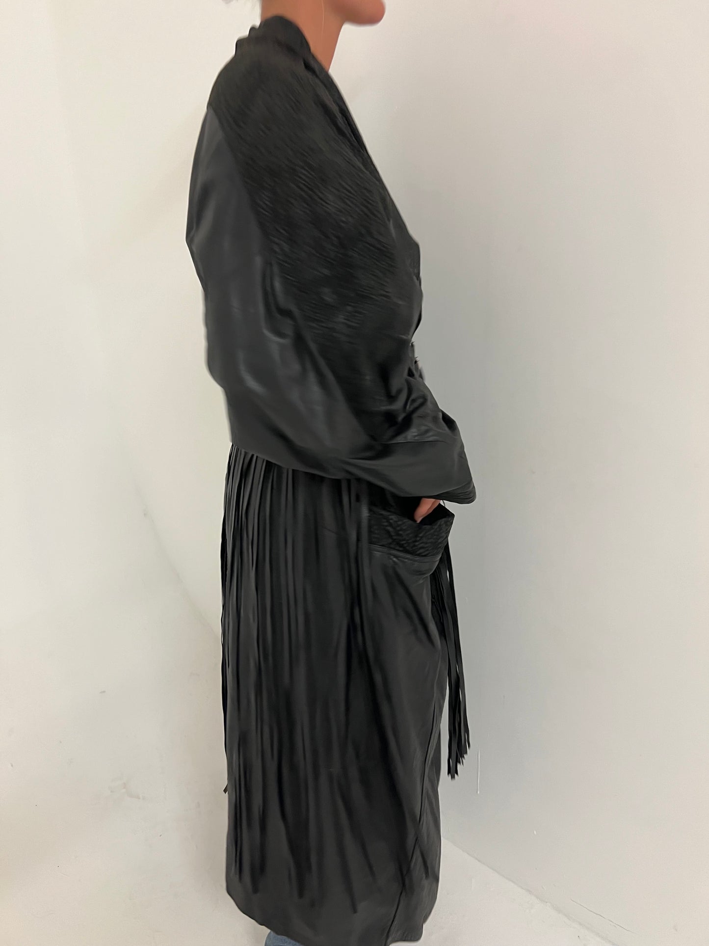 Vintage Black Leather Belt Trench