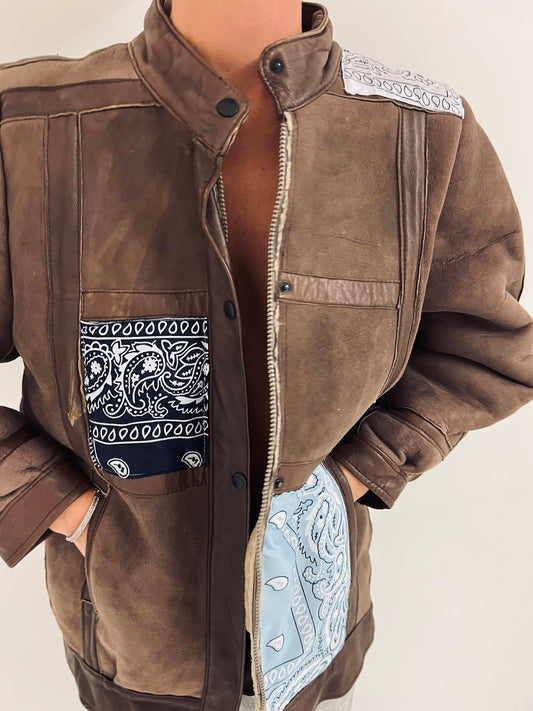 Vintage Brown Suede Patchwork Jacket