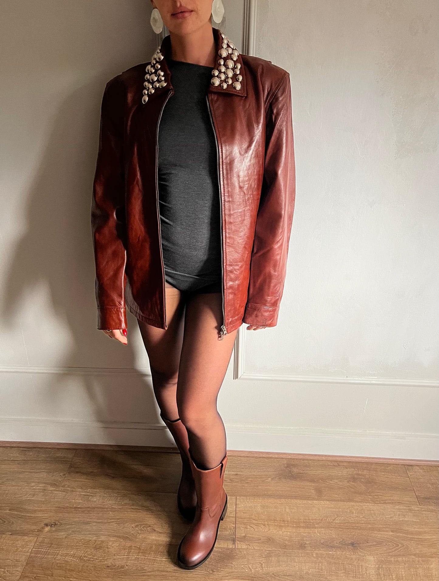 Auburn Stud Leather Jacket