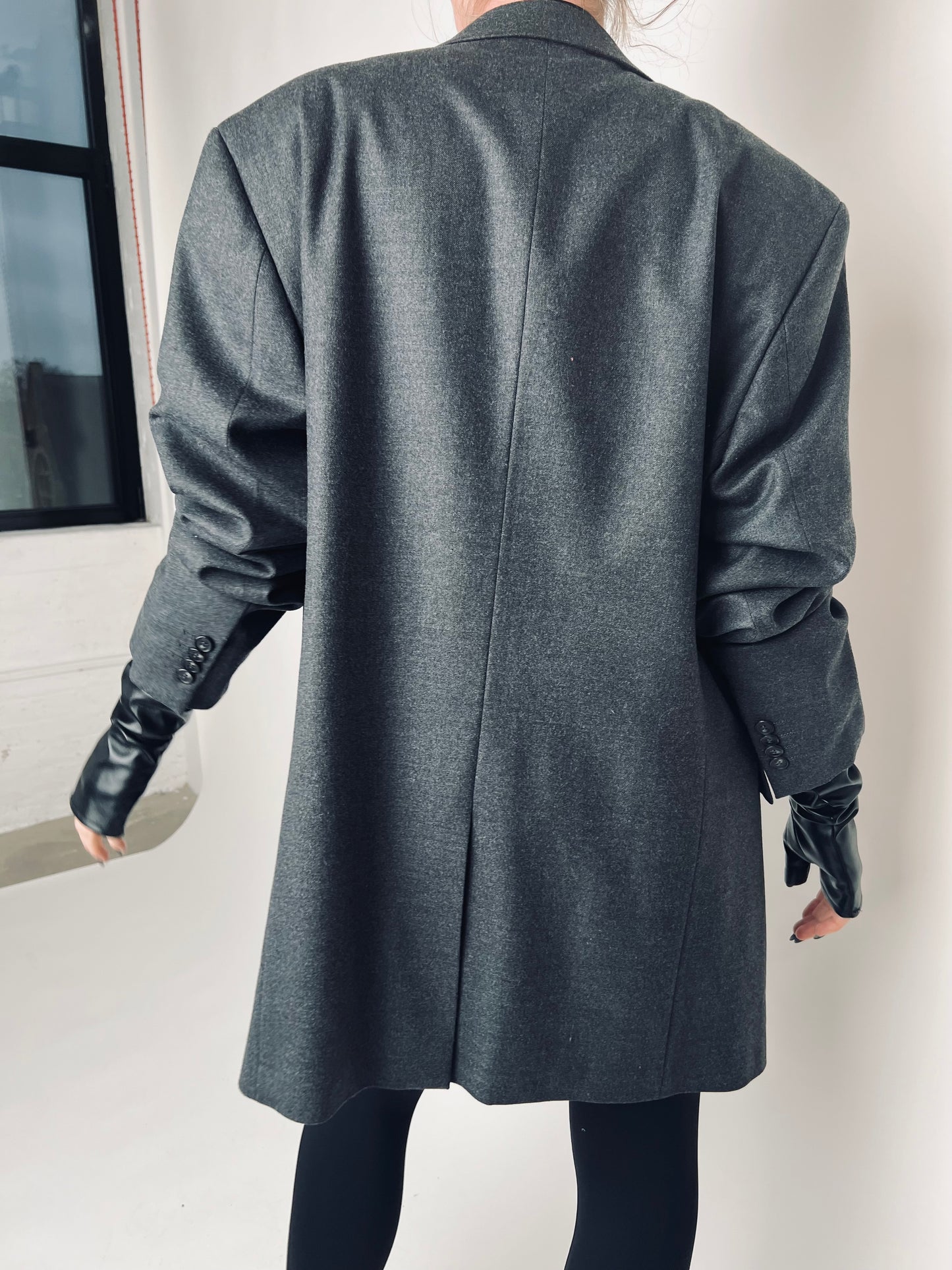 Oversized Grey Wool Vintage Blazer