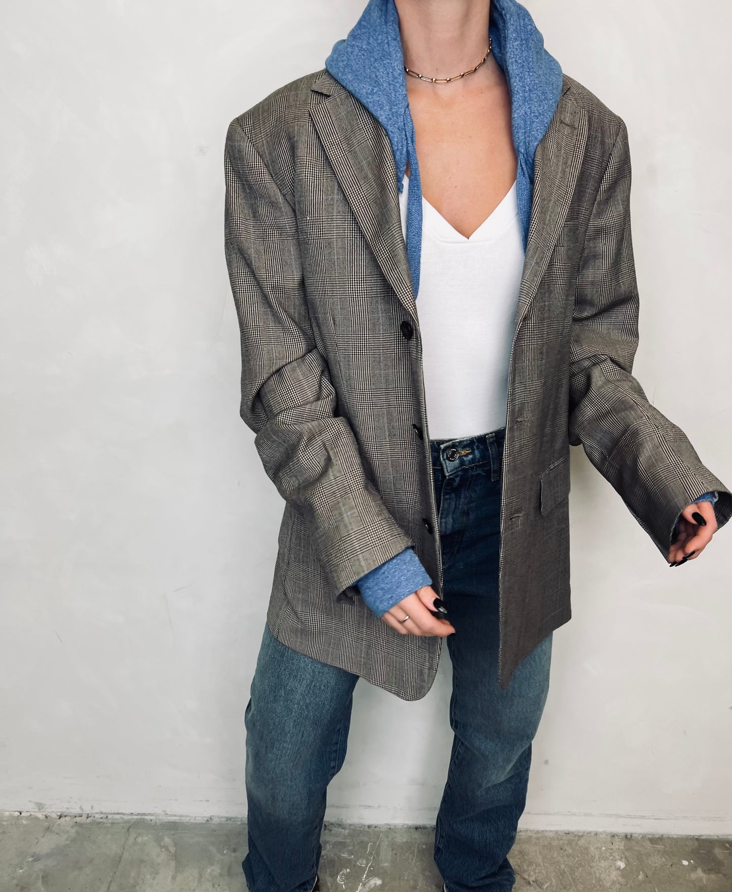 Vintage Check Hooded Blazer