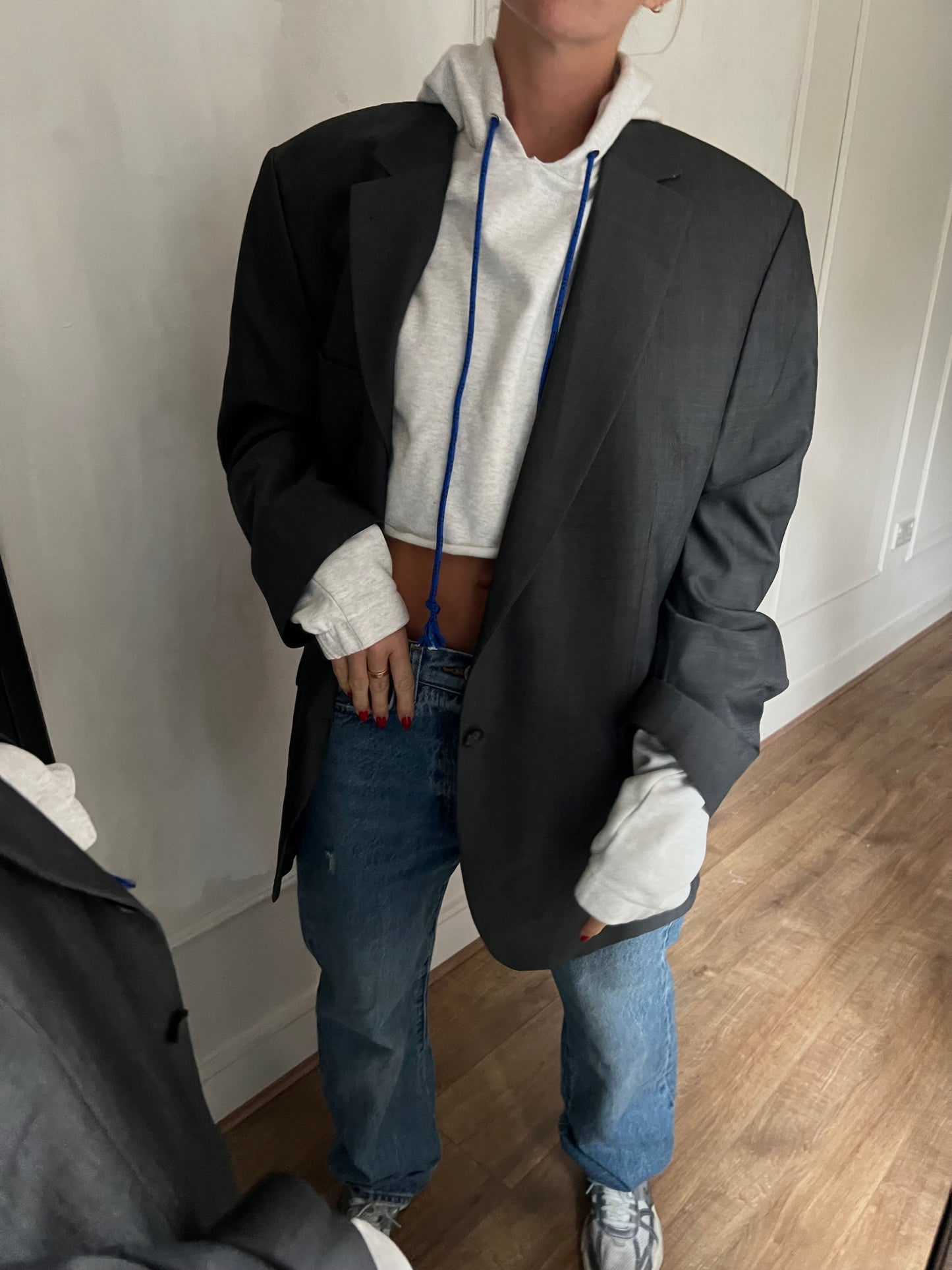 Oversized Grey Blazer With Hood