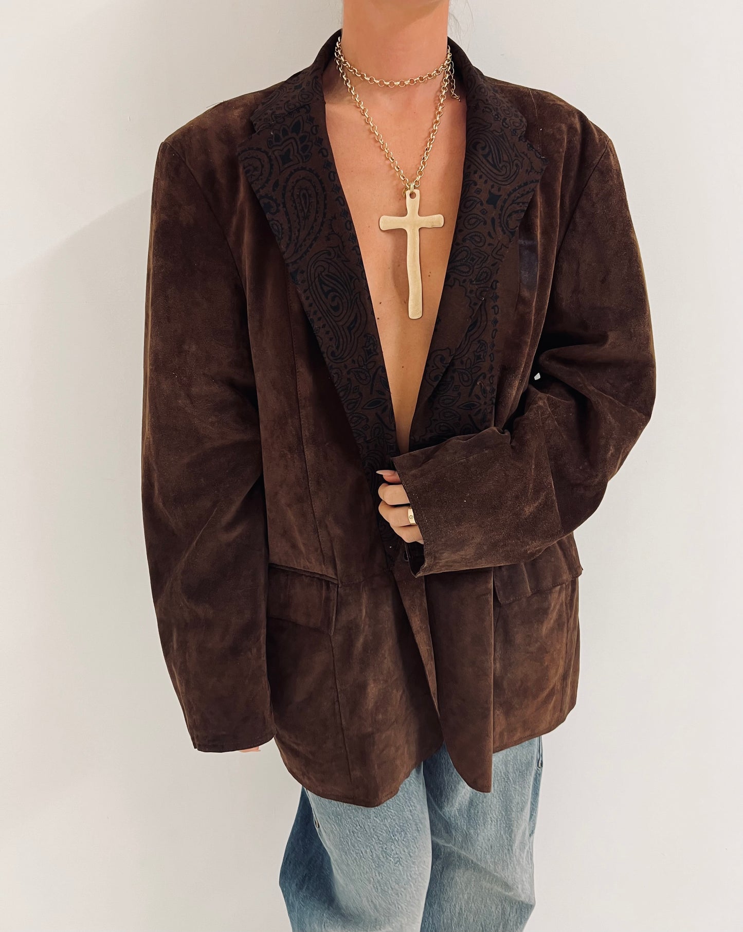 Vintage Brown Suede Blazer