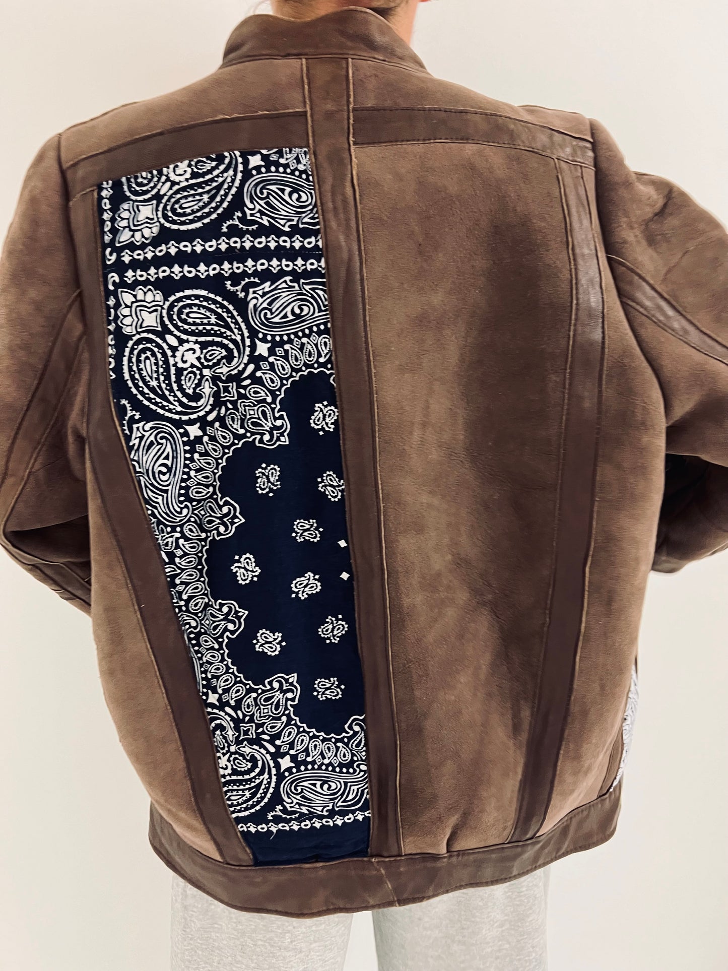 Vintage Brown Suede Patchwork Jacket