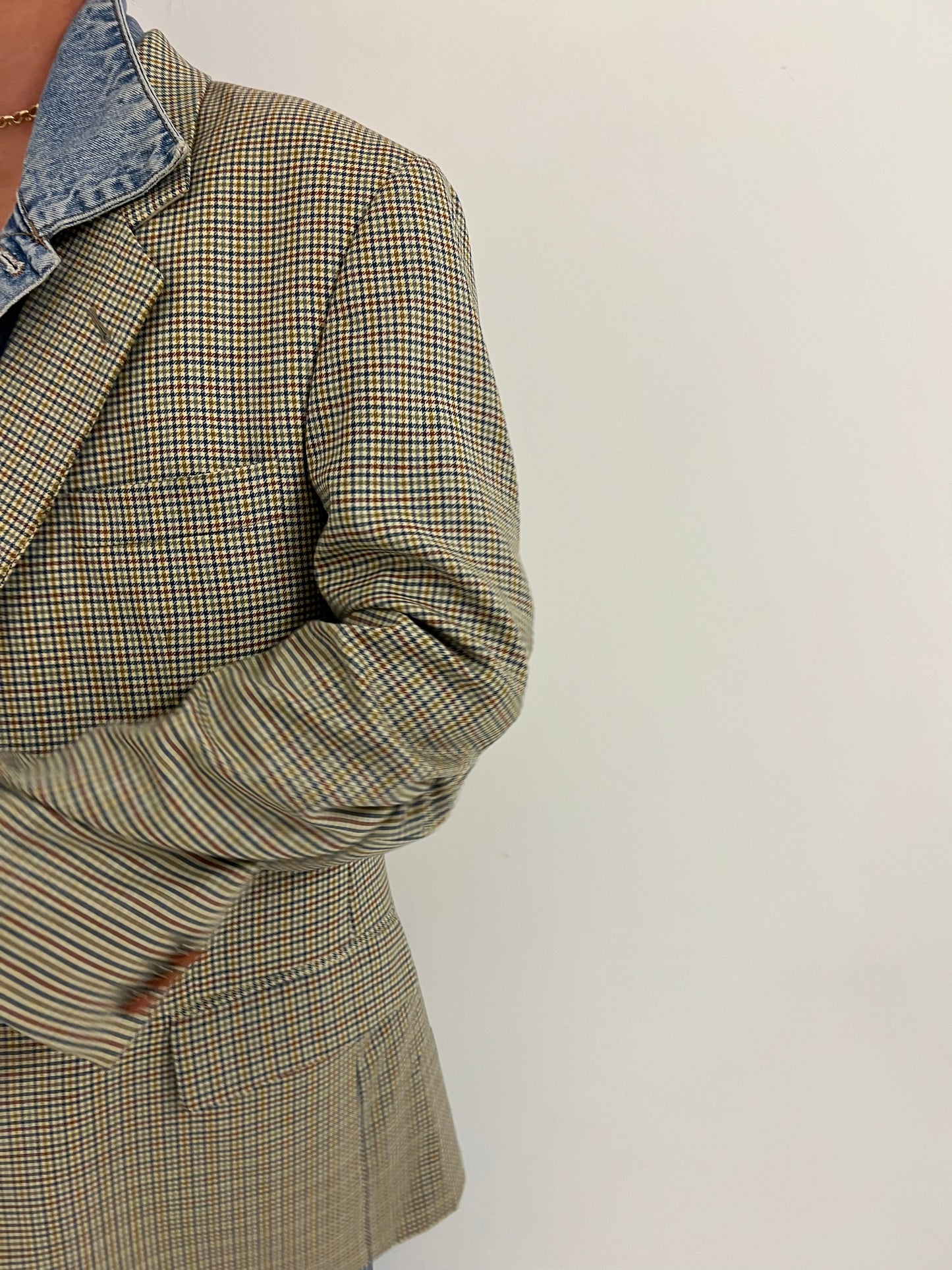 Vintage Check Blazer & Denim Waistcoat
