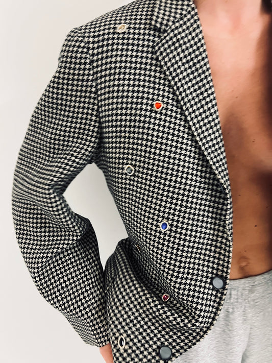 Vintage Dogtooth Charm Blazer