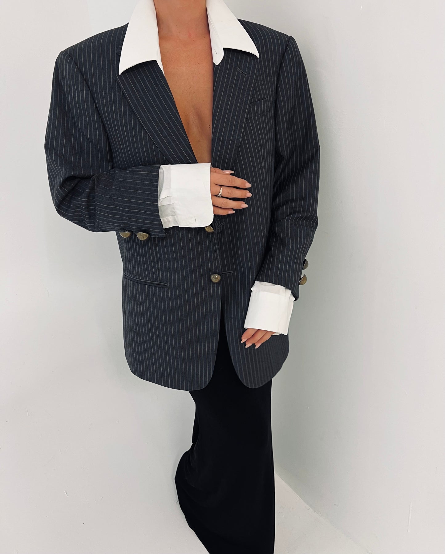 Oversized Pinstripe Vintage Shirt Blazer