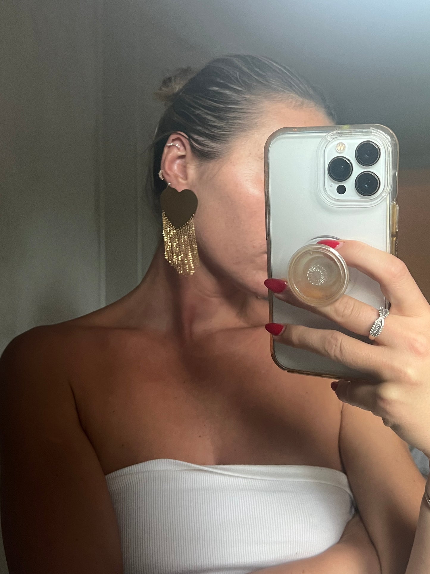 Vintage Style Heart Earrings With Chain
