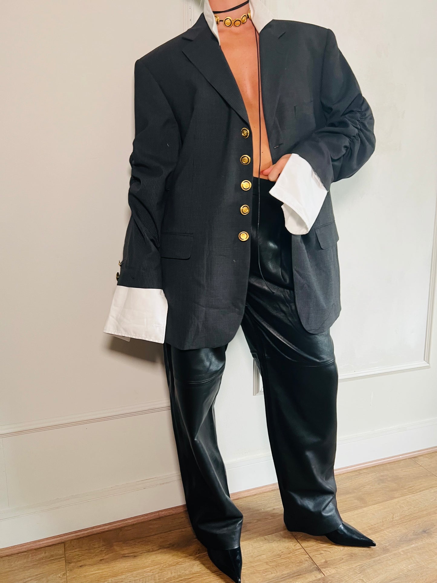 Vintage Versace Style Button Blazer