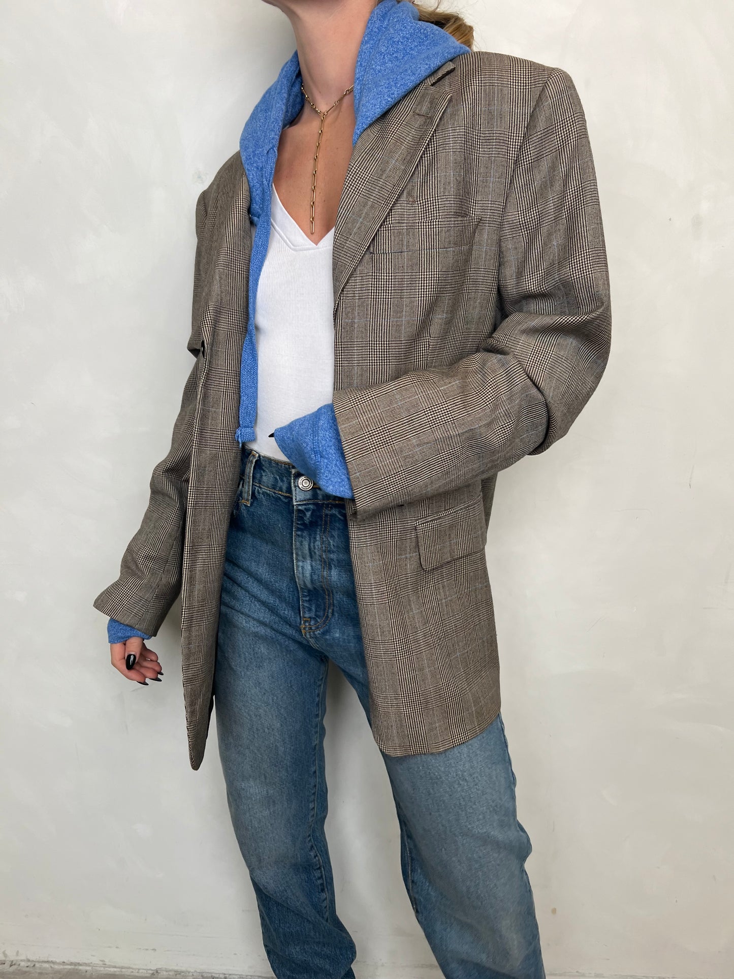 Vintage Check Hooded Blazer