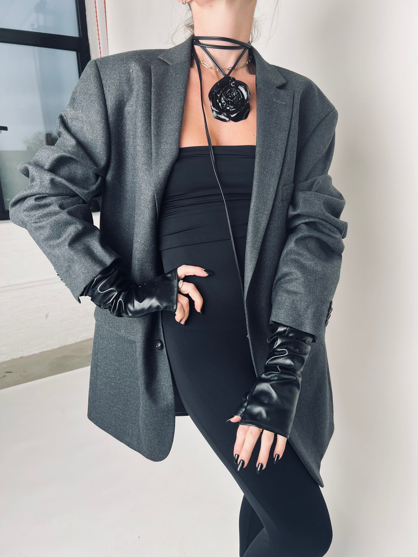 Oversized Grey Wool Vintage Blazer