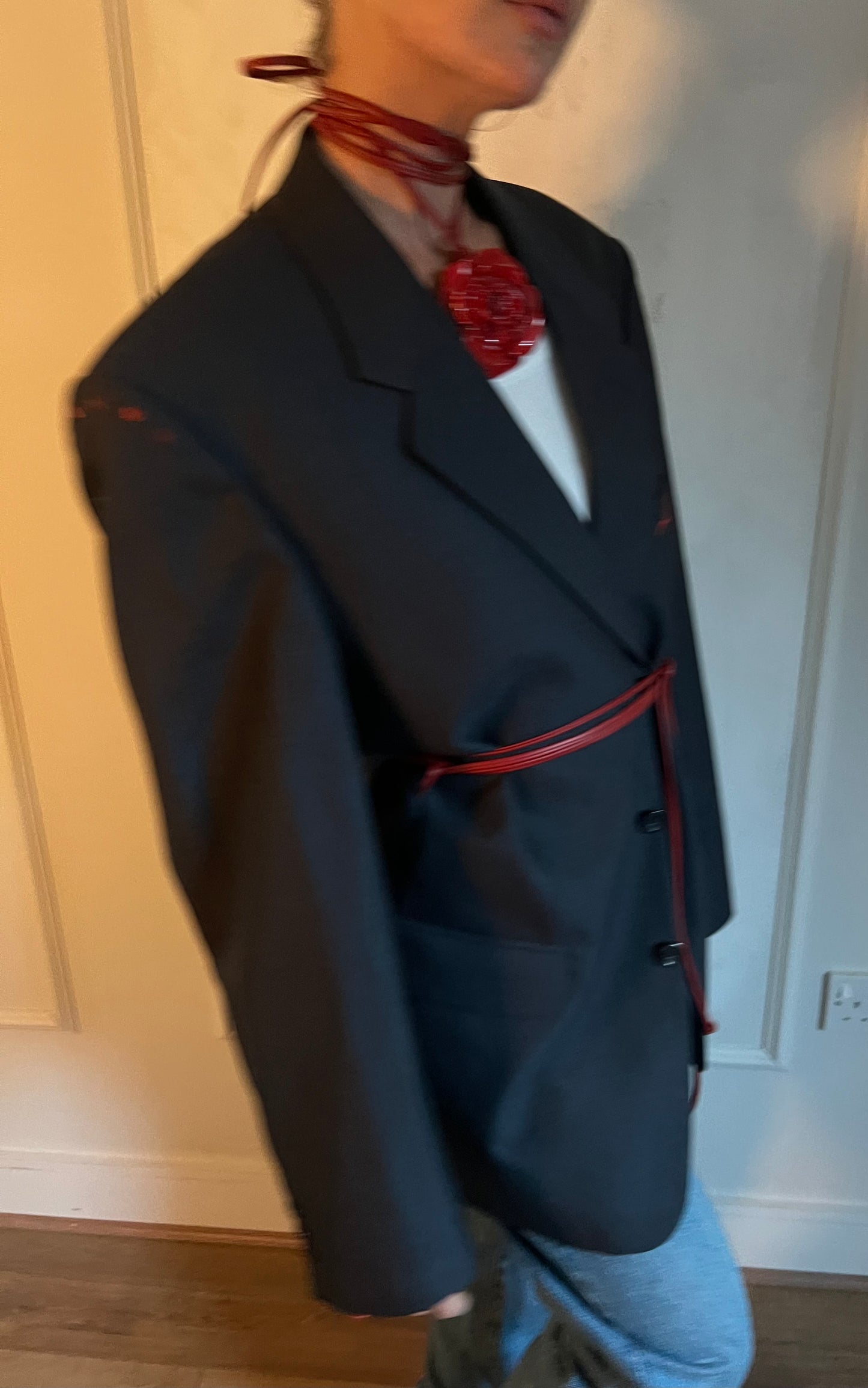 Oversized Navy & Red Dad Blazer