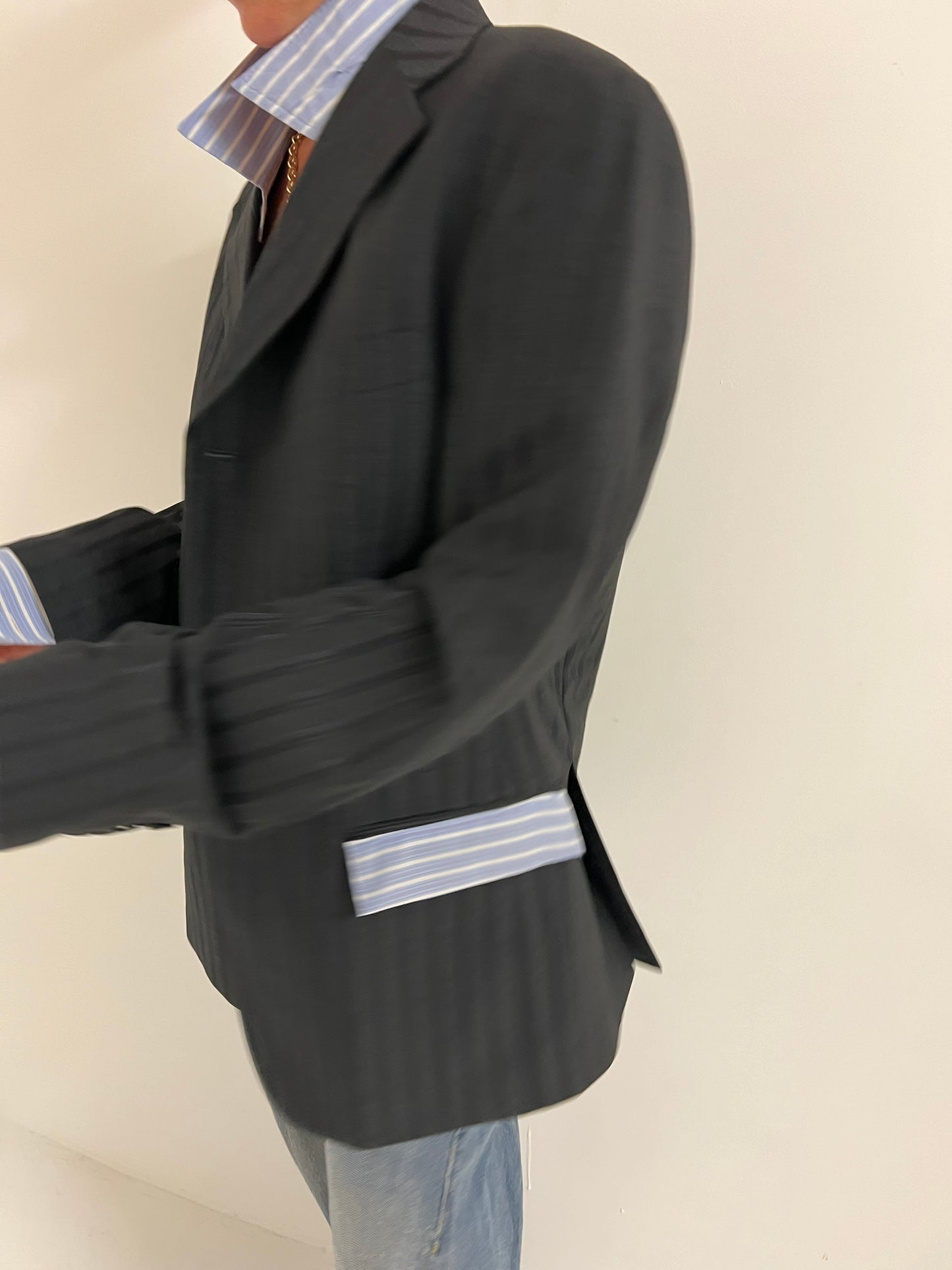 Vintage Pinstripe Shirt Blazer