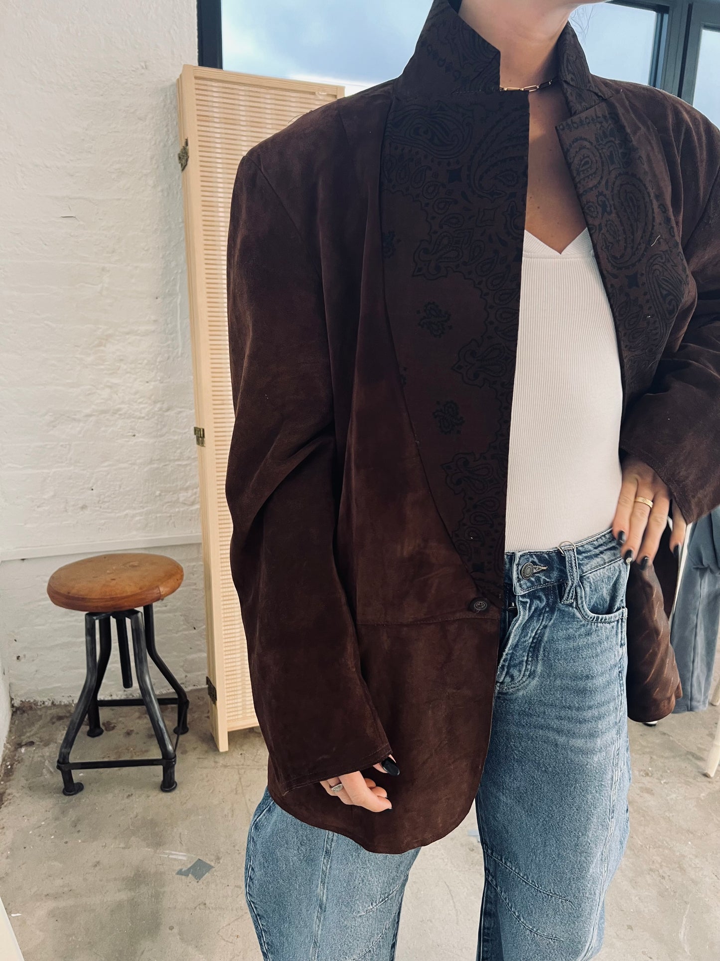 Vintage Brown Suede Blazer