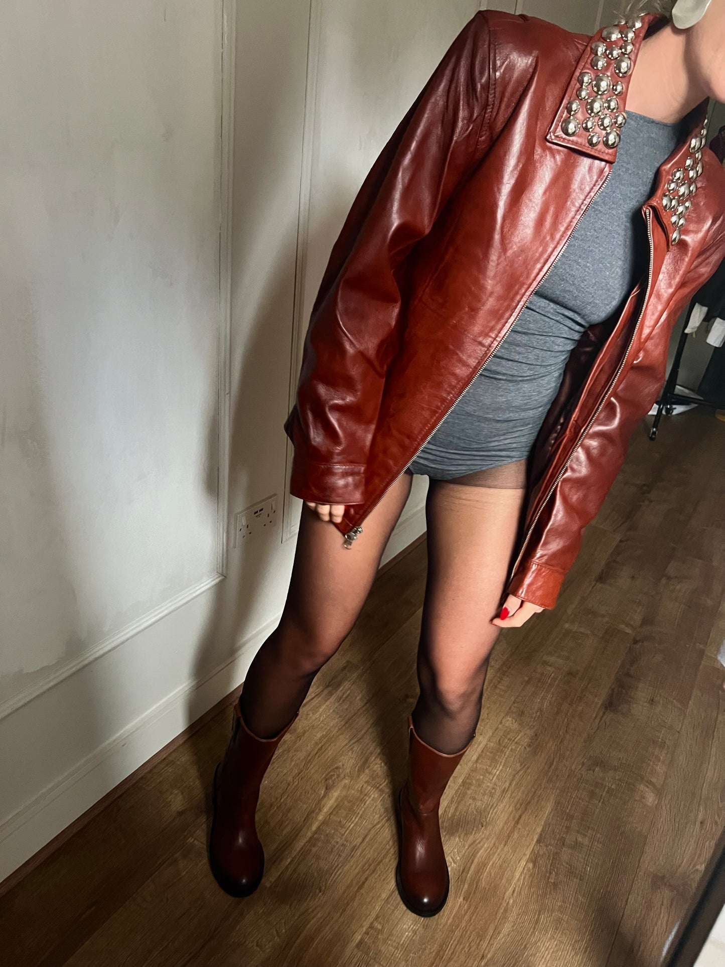 Auburn Stud Leather Jacket