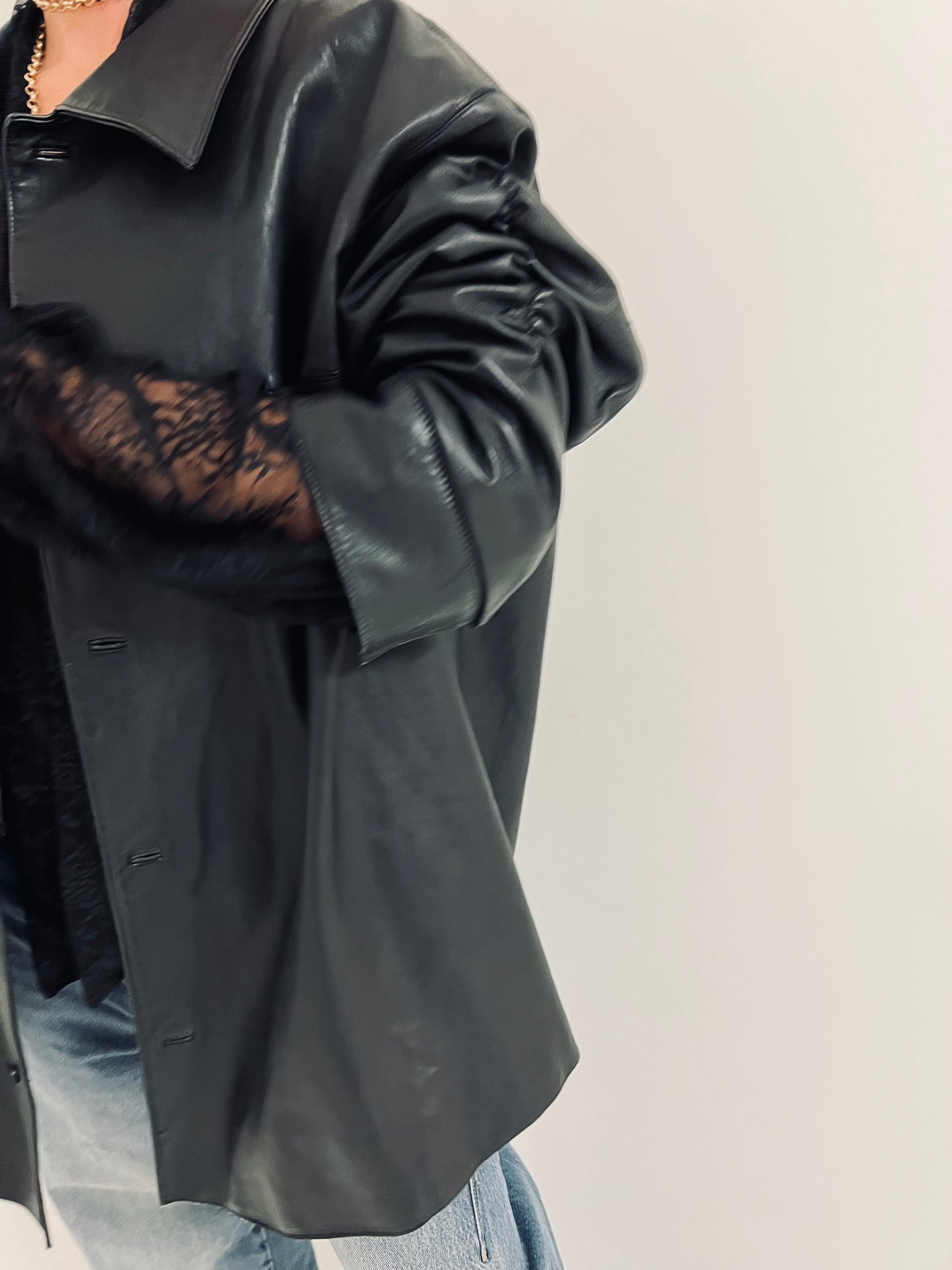 Vintage Lace & Leather Blazer