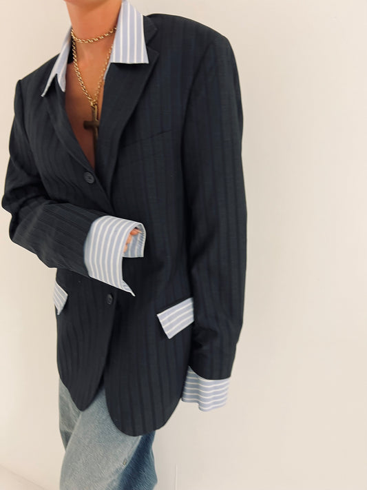Vintage Pinstripe Shirt Blazer