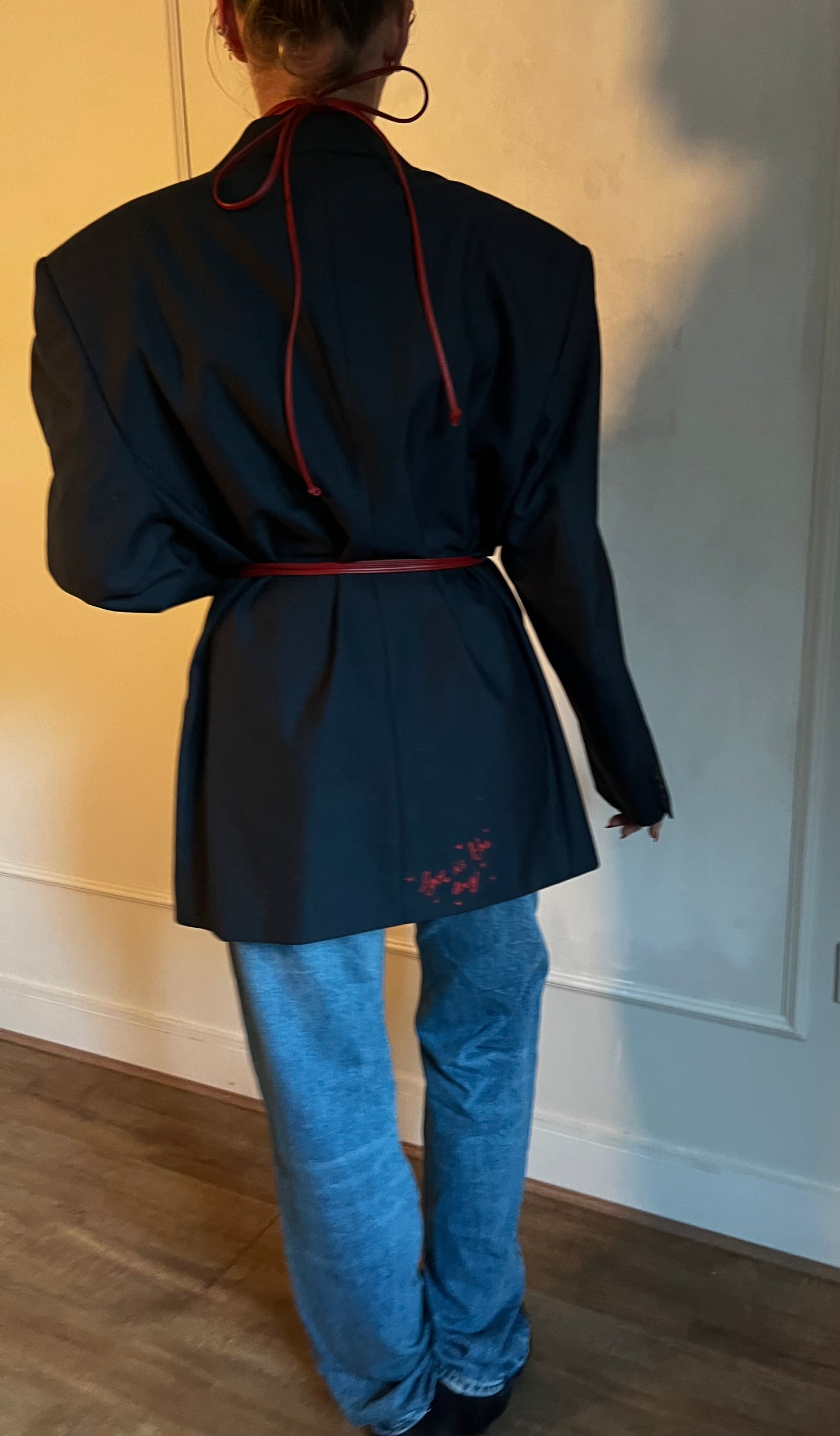 Oversized Navy & Red Dad Blazer