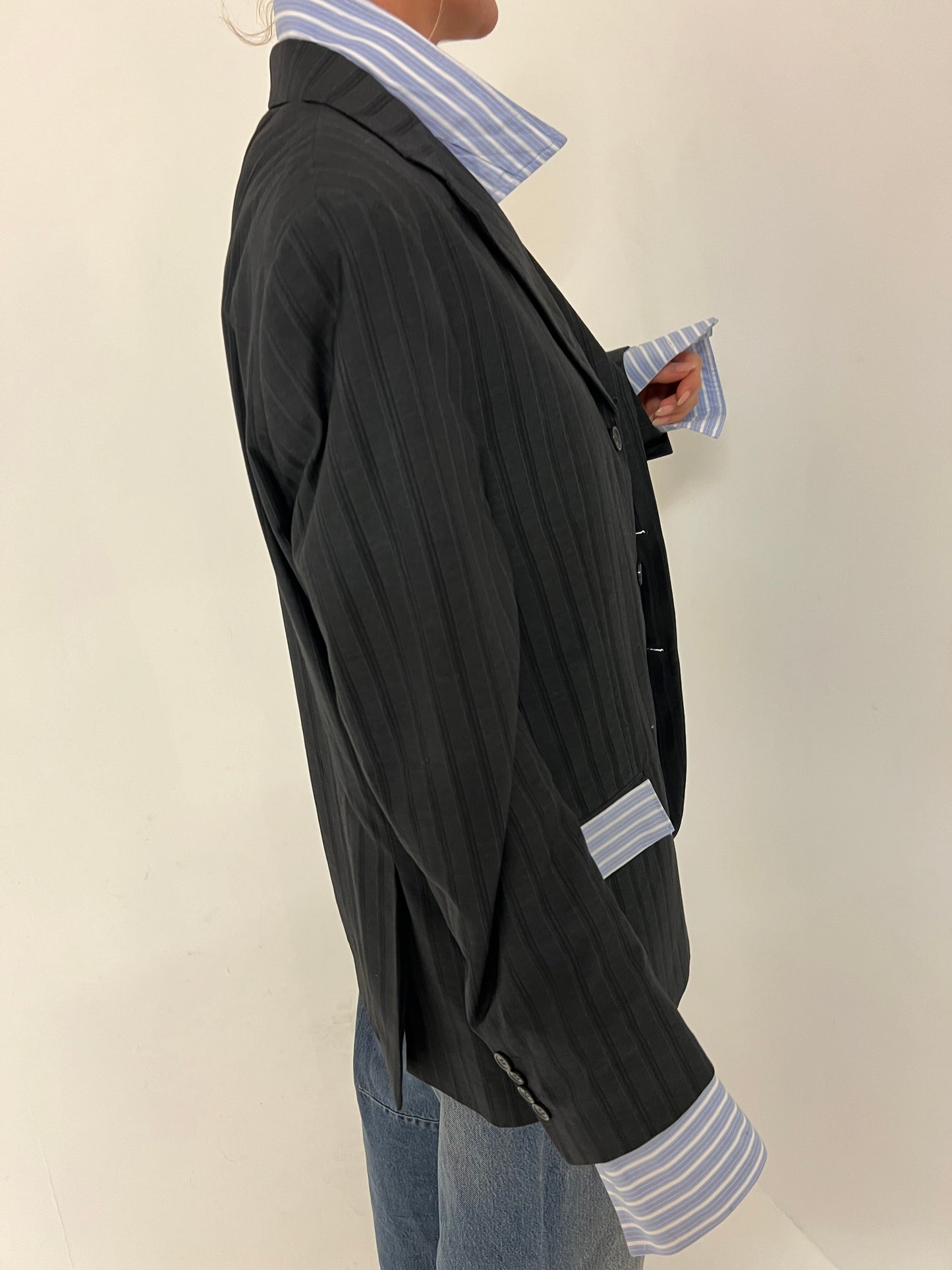Vintage Pinstripe Shirt Blazer