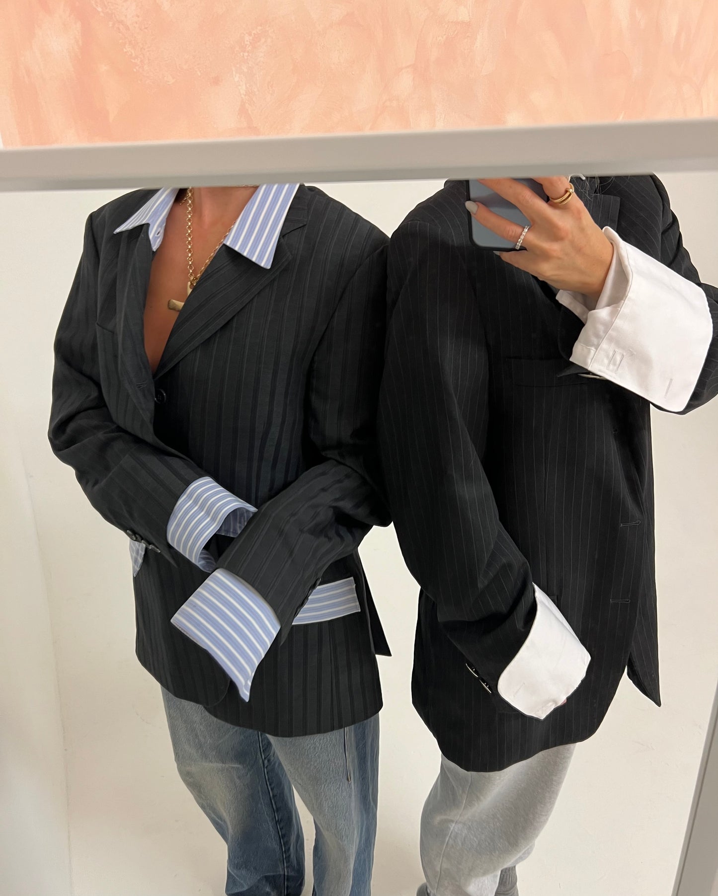 Vintage Pinstripe Shirt Blazer