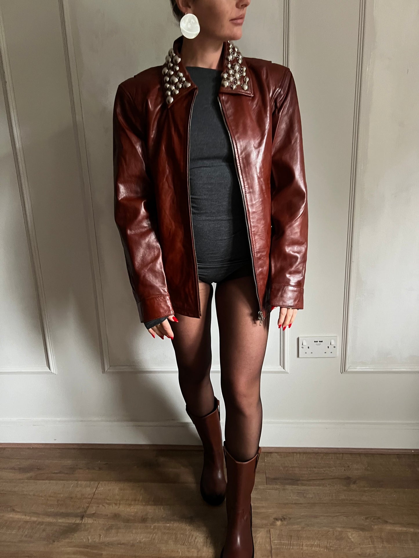 Auburn Stud Leather Jacket