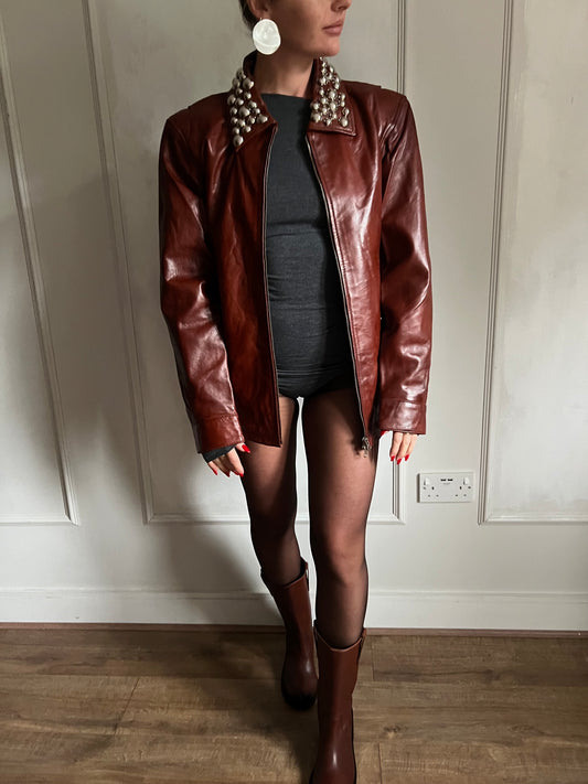 Auburn Stud Leather Jacket