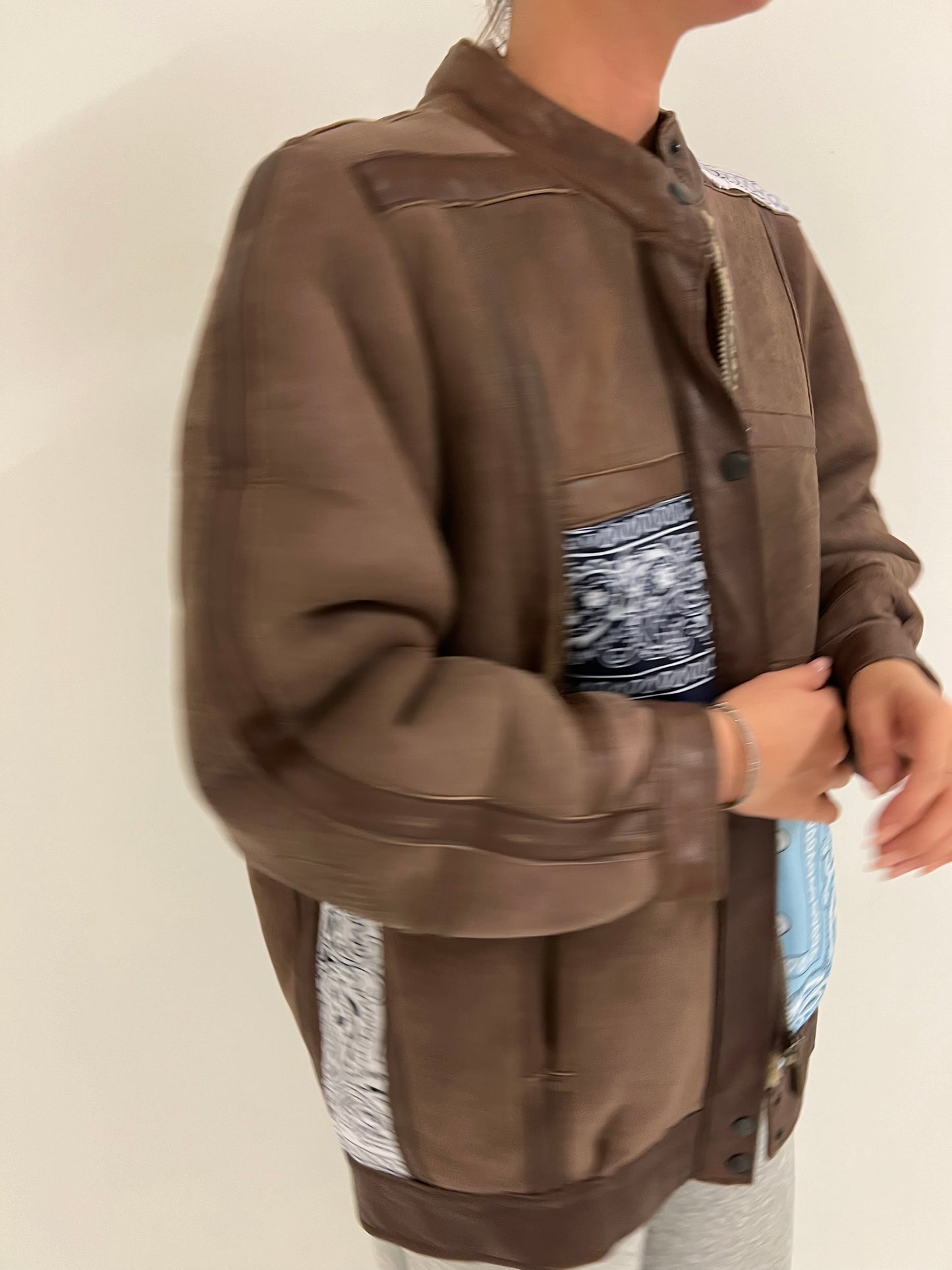 Vintage Brown Suede Patchwork Jacket
