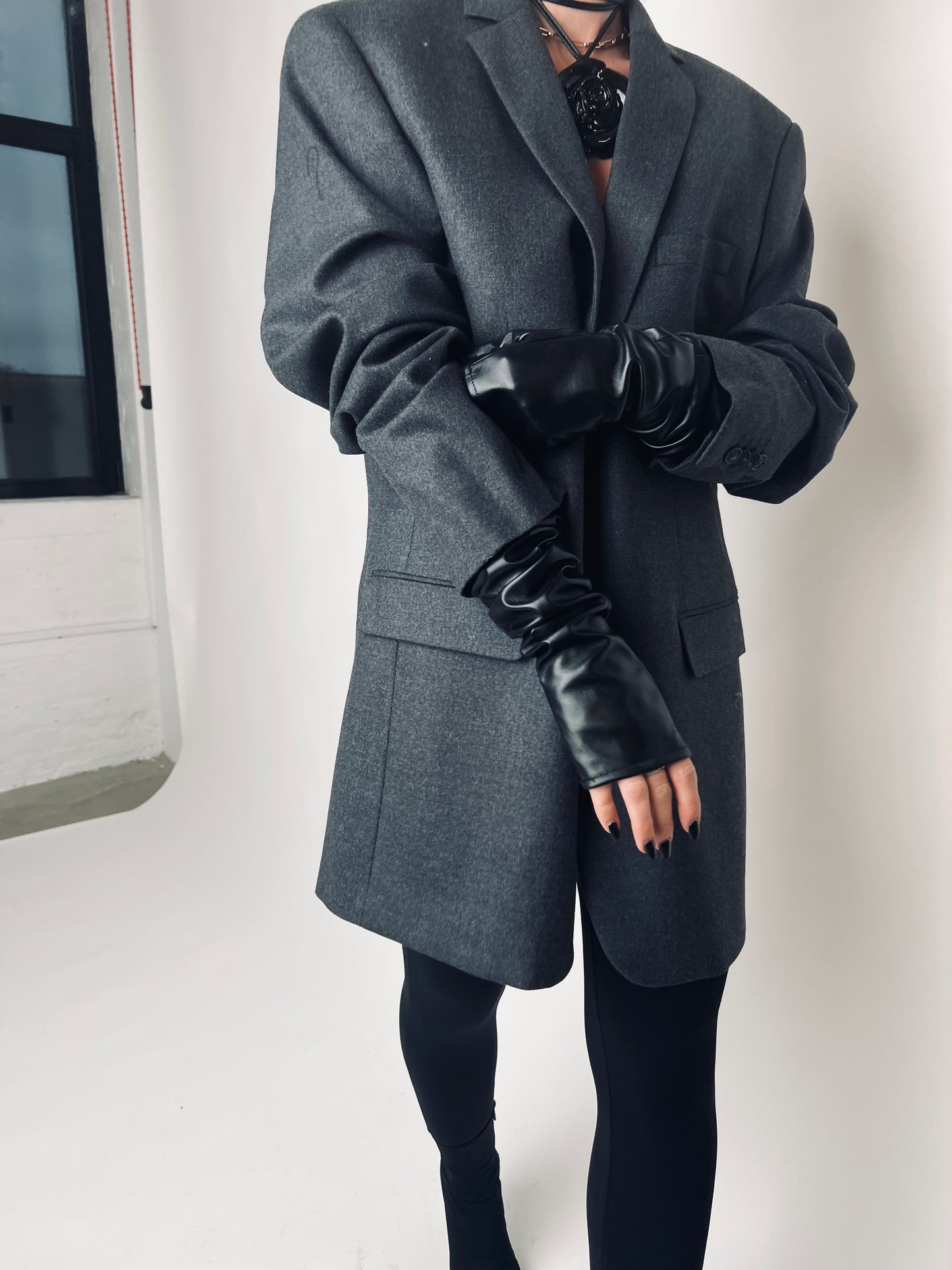 Oversized Grey Wool Vintage Blazer