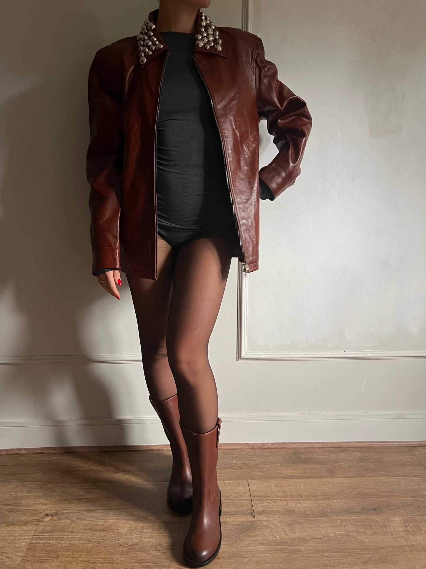 Auburn Stud Leather Jacket
